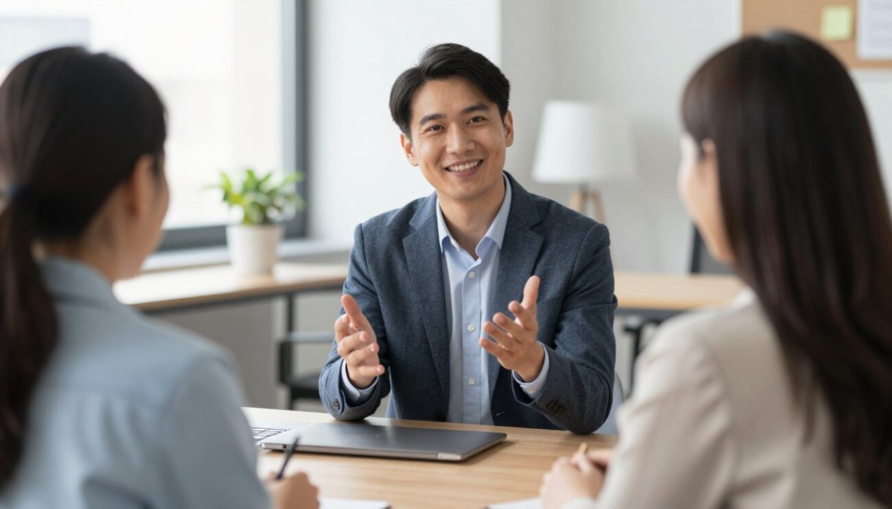 Balanced confidence demonstration in professional interview