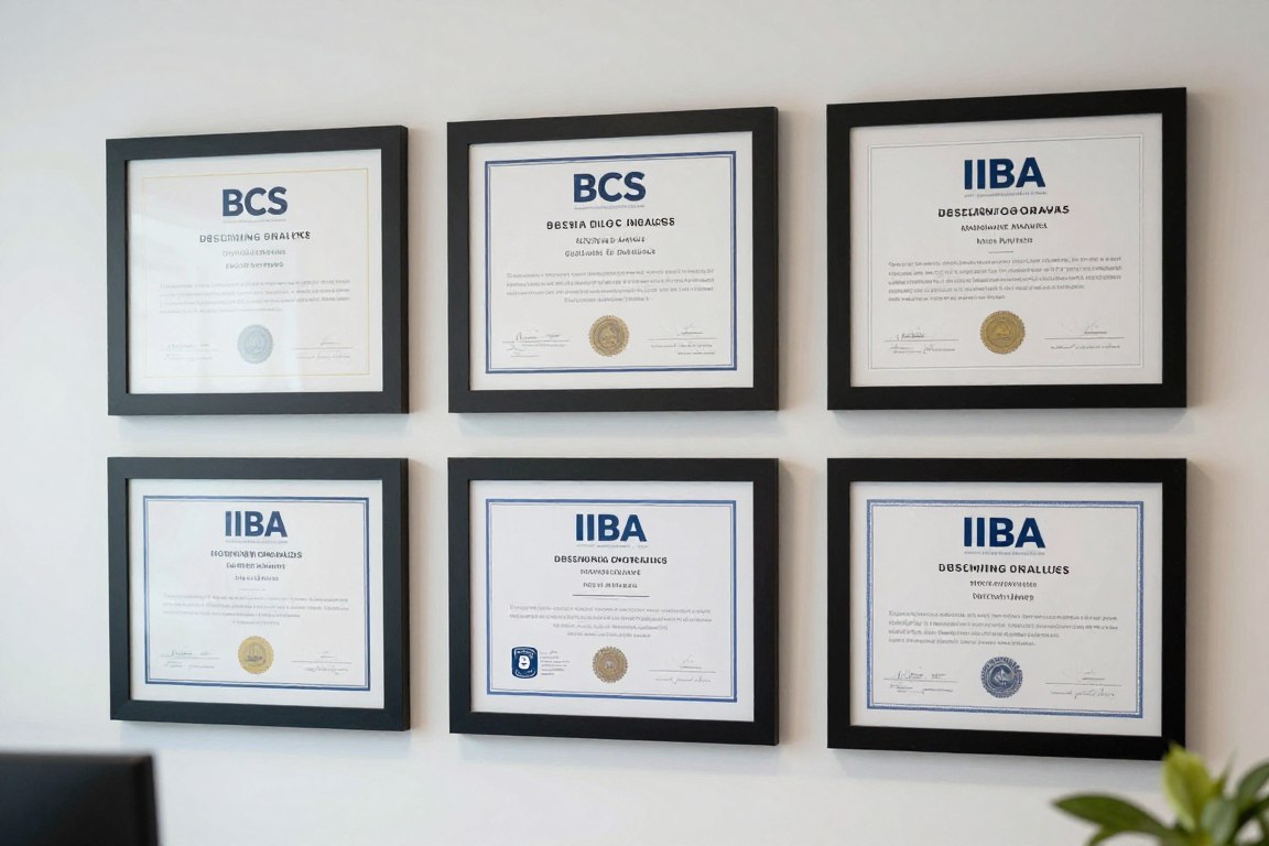 Business analyst certification credentials display