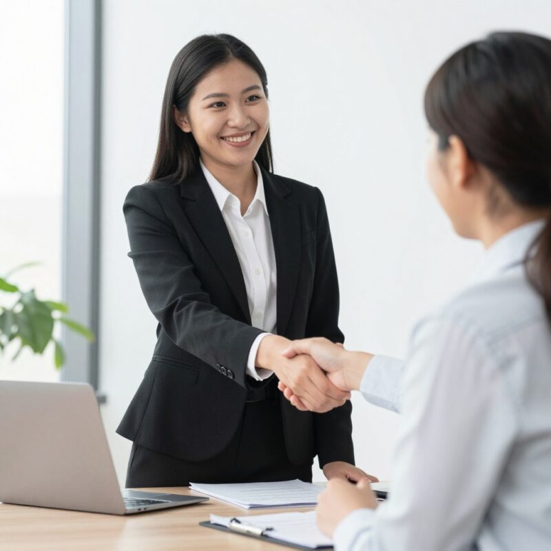 Confident professional succeeding at job interview