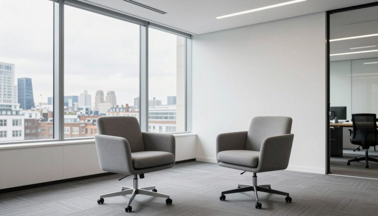 Modern London office interview room setup for one-on-one meeting
