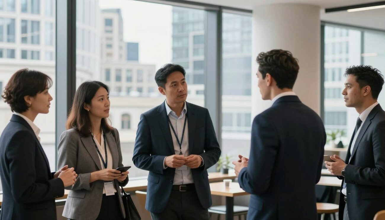 Professional networking event in London after interview process