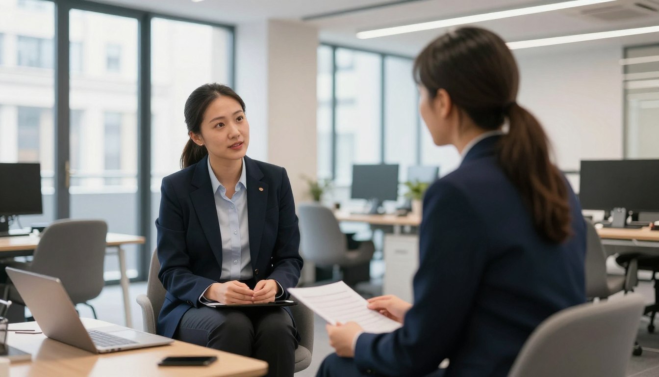 Professional one-on-one interview preparation session in modern London office
