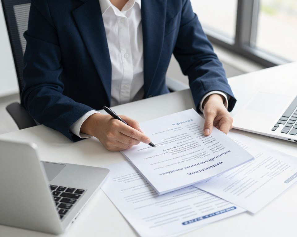 Professional practicing interview responses with notes and preparation materials