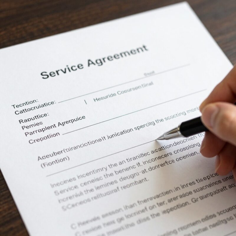 Professional reviewing resume coaching service agreement