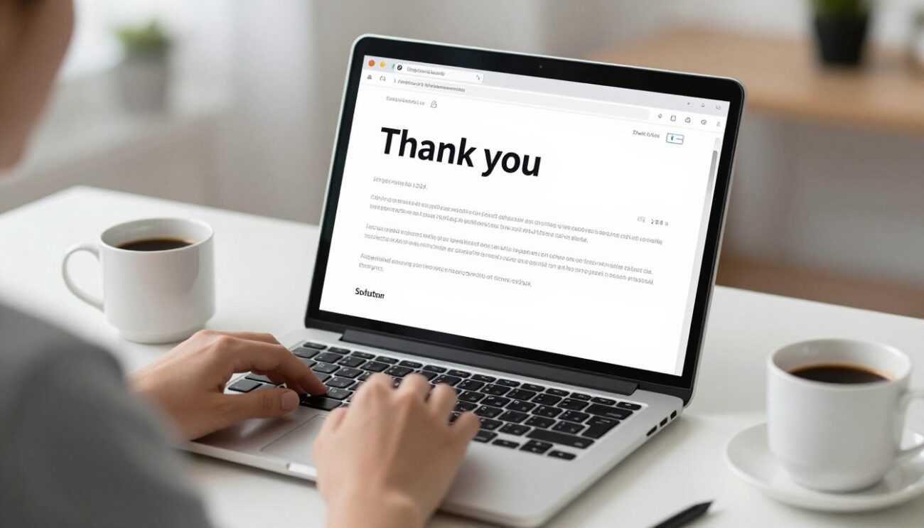 Professional sending thank you email after London interview