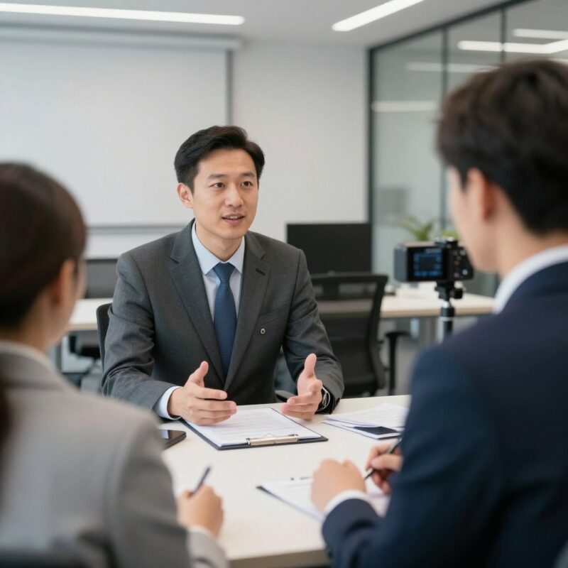 Realistic mock interview simulation session