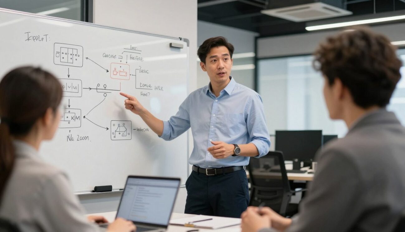 Technical interview with specialist reviewing candidate expertise